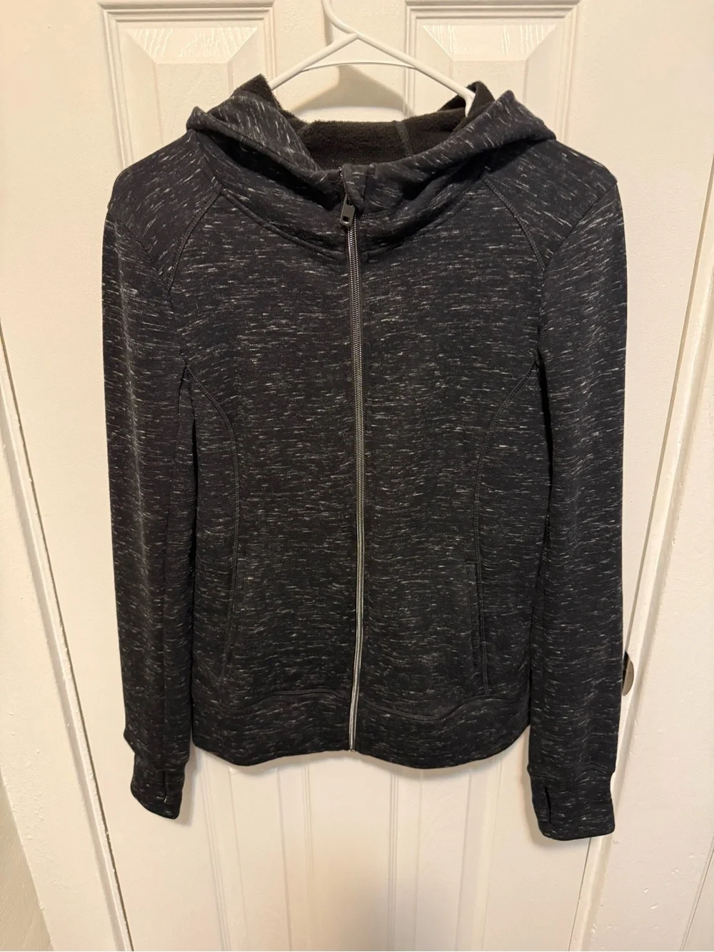 Women’s S/M Black Marled Fleece Lined Zip Hoodie Jacket